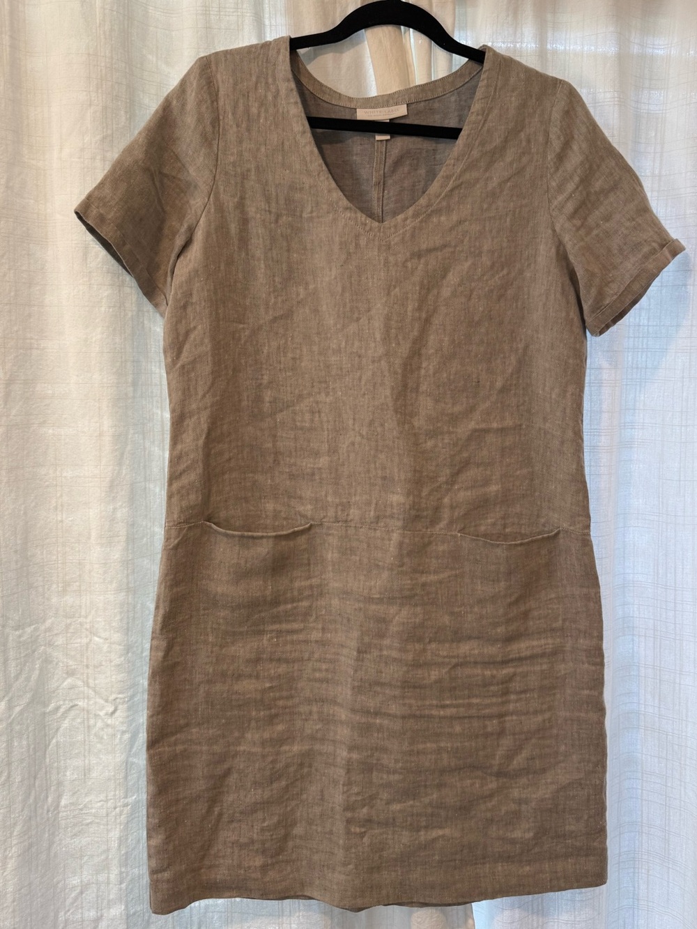 White Label Gray Linen Cotton Shift Dress
